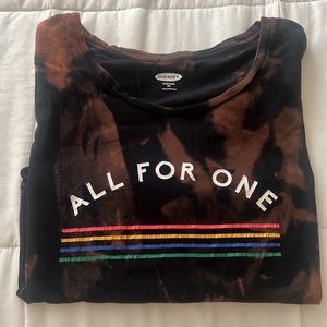 Bleached “All For One” Crop Top